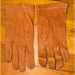 Vintage Shalimar Genuine Pigskin Leather Gloves – Size 7 1/2 – Cognac Brown